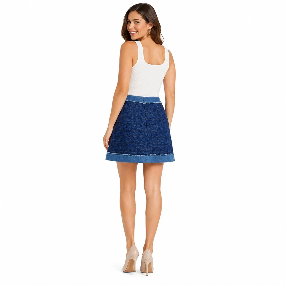 Kate Spade Womens Skirt Size 6 Blue Tweed Preppy Chic Parisian Quiet Luxury